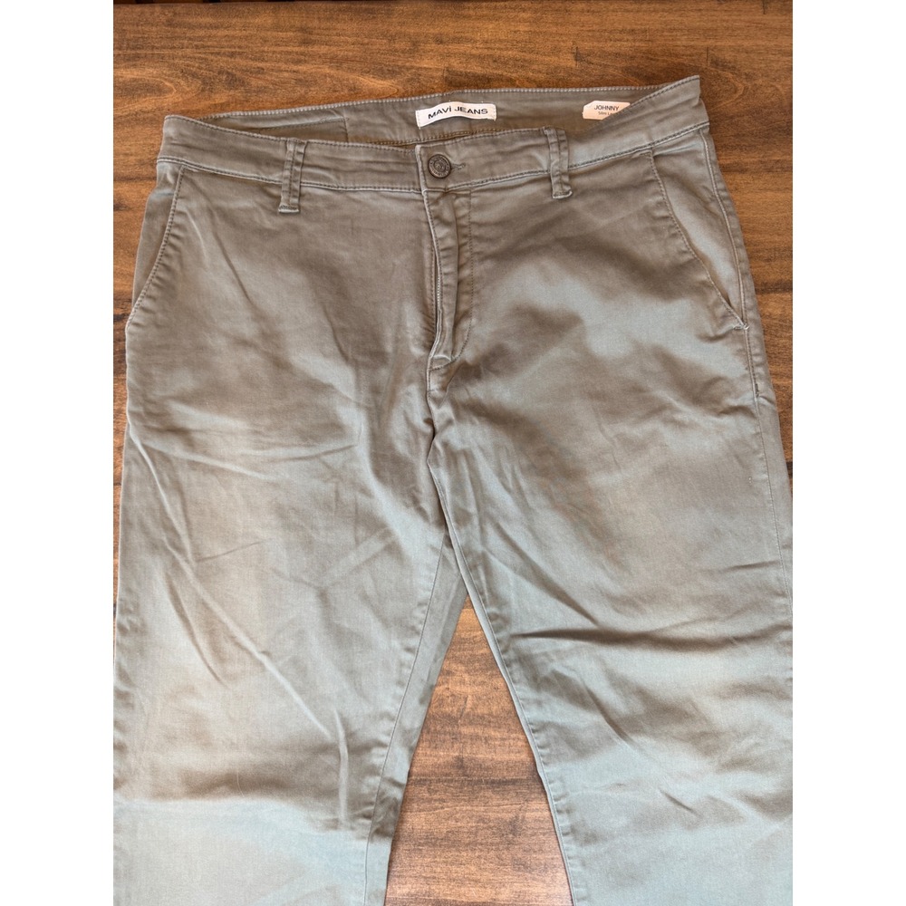 Mavi Jeans Johnny Slim Leg Pants Mens Olive Green Khaki Chino Trousers - Picture 2 of 7
